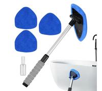 Window Cleaner - Auto Glass Mop, Retractable Cleaning Tool | 6PCS Windshield Wiper Set With Bottle, Microfiber Defogger With Long Handle, Curved Head Mop With Cloth Refills for Car Interior,