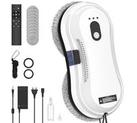 Window Cleaner Robot, 5600Pa Intelligent Window Cleaning Robot With Water Spray Function, 3 Cleaning Modes, Smart Navigation, Edge Detection, Security System, Remote Control and 10 Cleaning Cloths