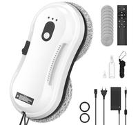 Window Cleaner Robot, 5600Pa Intelligent Window Cleaning Robot with Water Spray Function, 3 Cleaning Modes, Smart Navigation, Edge Detection, Security System, Remote Control and 10 Cleaning Cloths