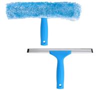 Window Cleaner Set 35 cm, Window Squeegee Professional with Silicone Wiper + Microfibre Window Wiper, Professional Window Cleaning Set, Suitable for Bathroom, Shower, Car, Glass Panels