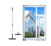Window Cleaner Telescopic Scraper with Rotatable Head 2 in 1 Squeegee for Window Cleaning with Adjustable Extension Pole for Shower Glass Car Window,white-150cm(59.06in)