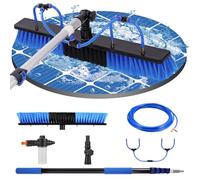 Window Cleaning Brush | 5 Meter Extendable Telescopic | Water Fed Window Cleaning Pole Aluminium | with 50cm Brush Head&10m Hose, Window Cleaning Equipment for Solar Panels/Windows Extendable Clea Ner