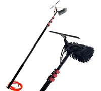Window Cleaning Brush Kit, Hydro Telescopic Extendable Brush with Squeegee, Water/Hose Delivery Pole, Cleaning Photovoltaic and Solar Panels,30FT/9M