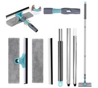 Window Cleaning Equipment, 1.2m Window Cleaning Kit, 3 in 1 Extendable Bendable Window Cleaning Pole, Long Handle Professional Shower Glass Washing Brush, Window Squeegee for Shower Glass Mirror
