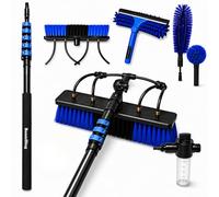 Window Cleaning Equipment 19FT - Telescopic Window Cleaner Water Fed Pole, Window Cleaning Kit with Brush & 5 Attachments for Window, Solarpanels, Conservatory & Gutter Cleaning - Window Cleaning Pole