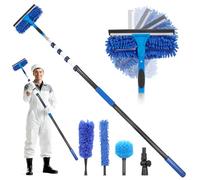 Window Cleaning Equipment 20ft Telescopic Extension pole, Durable Aluminum Telescopic Duster, Feather Duster window Cleaning Kit for Cleaning Ceiling Fan, Blinds, Indoor/Outdoor High Window