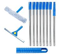 Window Cleaning Equipment, 3m Telescopic Window Cleaner, 35cm Windows Squeegee and 37cm Scrubber Set with Long Poles Windows Cleaning Kit for Home Outdoor