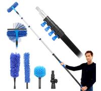 Window Cleaning Equipment, 5-20ft Window Squeegee with Telescopic Window Cleaning Poles for Home/High Windows, Feather Duster window Cleaning Kit with Cobweb Duster/Feather Duster/Ceiling Fan Duster