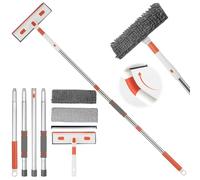 Window Cleaning Equipment, Super Long 81" Extendable Window Cleaning Pole, 720° Rotatable Window Cleaner, 3 In 1 Window Squeegee Kit For Indoor Outdoor Glass, Car, Mirror, Shower Door Cleaning
