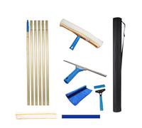 Window Cleaning Equipment, Windows Squeegee Cleaner with 9m Extension Pole, Wiper Rubber Blade 35cm, Glass Cleaning Tools for Indoor/Outdoor High Window Yellow