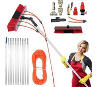 Window Cleaning Equipment with 20m PU Tube and 35cm/55cm Brush Head - Solar Panel Washing Kit for Trucks, Boats, and Cars - Extension Cleaner Brush Kit