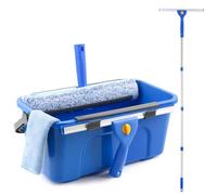 Window Cleaning Kit with 12 Litre Bucket, 14" Window Squeegee and 15" Scrubber with 61" Long Handle, Professional Window Cleaning Equipment Washing Kit Cleaner Tool for Home Outdoor Commercial Use