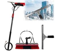 Window Cleaning Pole Water-fed Brush Squeegee and Soap Dispenser Water Fed Telescopic Brush Window Cleaner Equipment for Roof Solar Cleaning 6M/20FT