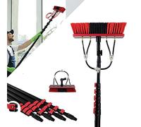 Window Cleaning Pole, Water Fed System with 35cm Brush Head, 20FT Telescopic Tool for Solar Panels & Outdoor Glass