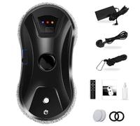 Window Cleaning Robot, 5600Pa Intelligent Window Cleaning Robot with Remote Control, Electric Window Cleaner with Automatic Water Spray, 3 Cleaning Modes & Edge Detection, for Indoor & Outdoor (Black)