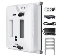 Window Cleaning Robot Cleaner W/Double Water Spray, 3000pa Automatic Square Glass &Smart Vacuum-Remote Control/Anti-Falling/4 Cloth/Dry & Wet Rubbing,White