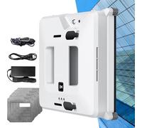 Window Cleaning Robot Cleaner With Auto Dual Water Spray, 3000pa Automatic Glass Cleaner -Remotecontrol/Dry&Wet Rubbing/4cloths-Indoor & Outdoor High Rise s,White