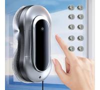 Window Cleaning Robot -Double Spray- Automatic Smart Glass Cleaner Vacuum 2800pa - ic s Tools For Indoor/Outdoor High Buildings-W/10 Cloths,Silver