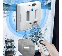 Window Cleaning Robot Glass Cleaner| 3000pa Automatic Cleaner - Double Water Spray/Remote Control/Cloth/Safety Rope/Dry&Wet/6.5cm Body- For s, Tiles, Bathrooms,White