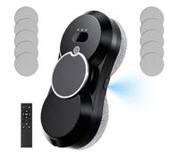 Window Cleaning Robot with Auto Water Spray,5600Pa Automatic Window Cleaner Robot,3 Cleaning Modes, Safety System,Edge Detection,Remote Control &10 Cloths for High-Rise Window Ceiling, Outdoor Indoor