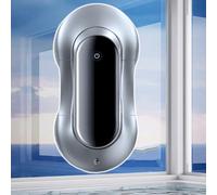 Window Cleaning Robot With Dual Water Spray, 2800pa Cleaner/Smart Vacuum With/Control Remote/Iintelligent Planning Path/Edge Detection,10 Cloths/Safety Rope,Silver