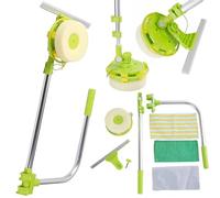 Window Cleaning Tool U Shaped 2 IN 1 Telescopic High Rise Window Cleaner, Adjustable Sponge Head Squeegees Kit for Office Telescopic Pole Window Cleaner Glass Extending Handle Wash Cleaning Tool