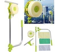 Window Cleaning Tool U Shaped Window Cleaner Brush External Window Washer Cleaning Squeegee with Telescopic Pole, Adjustable Angle, High-rise Window Cleaning Equipment 2 in 1 Shower Wiper