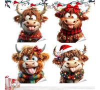 Window Clings Christmas | Cow Seasonal Decor | Electrostatic Adhesion Window Decoration Sticker,for School Office Home Store Living Room Bedroom Study Classroom Nursery