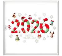 Window Clings - Window Stickers | Christmas Decorations | 2026 Christmass Digital Decorative Adeker | Home Commitment for Wall Mural Showcase for Office School Interior Restaurant