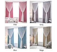 Window Curtain Hollowed Out Stars Shading Curtain Drape for Home Living Room Bedroom Pink Grey Beige Blue 1m 2m 1m 2.5m (1m x 2m)
