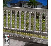 Window Curtain Lights Indoor Outdoor Battery Powered, 2M X 1M Backrop Hanging Curtain Fairy Lights,Green Wire Outside Waterfall Icicle Lights with Remote,Waterproof(White)
