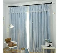 Window Curtain Panels Dining Room Curtains Blue Blue Polyester Double Sheers Solid Color 38"W x 54"H (96X138CM)
