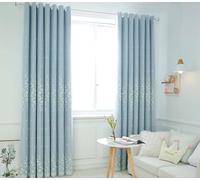 Window Curtain Panels Dining Room Pale Blue Curtains Blue 2 Pack Cloth Yarn Solid Color with Embroidery Pattern 38"W x 63"H (96X160CM)