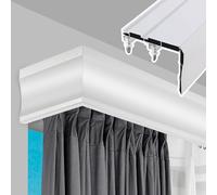 Window Curtain Pelmet Box Curtain Rail Curtain Track System 3-in-1 Curtain Pelmet and Double Tracks, Metal Curtain Rod and Decorative Valance, Custom Length Drapes Rod (Color : White-Wall, S