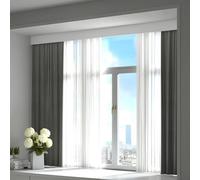Window Curtain Track Box White, Decorative Three-in-one Curtain Track and Valance, Ceiling Mount Curtain Pelmet Board with Double Rails(3.2m (10.5ft))