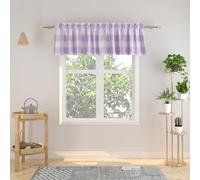 Window Curtain Valances 14 inches Long Living Room Bedroom Kitchen 1 Panel Buffalo Check Small Short Mini Valance Curtain Topper Rod Pocket Classic Country Farmhouse 72W"x14L" - Lilac & White