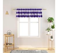 Window Curtain Valances 14 inches Long Living Room Bedroom Kitchen 1 Panel Buffalo Check Small Short Mini Valance Curtain Topper Rod Pocket Classic Country Farmhouse 72W"x14L" - Purple & White