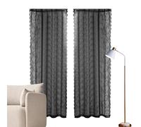 Window Curtains for Bedroom Black Lace Curtains - Embroidered Black Curtains Decor | Exquisite Lace Floral Patterns Retro Classic Elegant Curtains Decorative Curtains Design