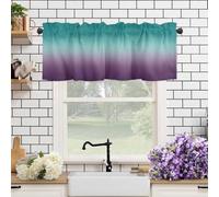 Window Curtains Vanlance Rod Pocket Curtain Drapery for Living Room Kitchen Bathroom, Ombre Textured Turquoise Purple, Soft&Washable Small Window Treatment Valances, Lavender Teal, 1 Panel, 54x18inch