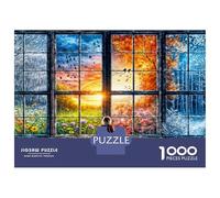 Window Dawn Figure 1000 Piece Jigsaw Puzzle Set Solitude Contemplation Scene Classic Jigsaw Puzzle Recycled Cardboard Adult Educational Challenge Fun Present Home Activity Great Gift Idea 52x38cm/1000