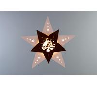Window Decal Forest Cabin Approx. 29 cm NEW Wood Warm/ Yellow Christmas Star