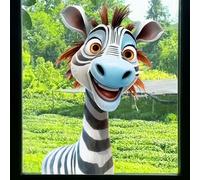 Window Decals for Glass, Quirky Zebra Window Sticker, Static Cling Window Film Decal for Kids’ Bedrooms Glass Doors Nursery Windows Classroom Café or Bakery Display Windows, Party Festival Decor