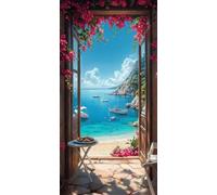 Window Diamond Art Kits Adults,5D Diamond Painting Landscape 2025 Design New,Round Full Drill Crystal Art,DIY Cross Stitch Crafts Embroidery Pictures,Christmas Decorations Wall Decor 28x56 in D-655