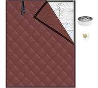 Window Draft Cover Insulated Curtain with Heavy Cotton, Windows Seal Insulation Kit for Winter, Thermal Window Coverings for Winterizing Windows in Home RV Basement(Brown,20x32in/50x80cm)