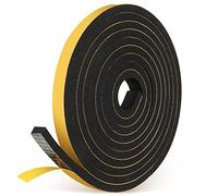 Window Draft Excluder Tape Self Adhesive Foam Tape Weatherstripping Door Window Seal Door Draught Excluder Waterproof Foam Seal Strip (Black, 12 x 6 mm/ 4 Meter Long)