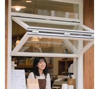 Window Exterior Folding Sliding Window, Aluminium Frame Concession Window for Shed/Household, Commercial Pass Through Window for Cake/Coffe Serving(White,66x76cm(26x30in))