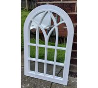 Window FA9 WHITE ELEGANT VINTAGE STYLE INDOOR/OUTDOOR GARDEN LIGHT WIEGHT, DURABLE FRAME ANY WEATHER ORNAMENT WALL MIRROR, 50cm x 76cm