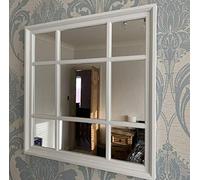 Window FA9 White Square Indoor/Outdoor Garden Mirror - Vintage Elegant Style Wall Mirror for Simply Stylish Decor - 61x61cm