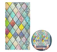 Window Film 200 x 30cm Window Privacy Film for Glass Windows Rainbow Privacy Patterned Shiny Color Crystal Grid Electrostatic Window Film for Doors Bathroom and Kitchen