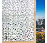 Window Film 75 x 460 cm Opaque, Frosted, UV Blocking, Daytime Privacy, Removable, Non Adhesive, Static Cling, Self-Adhesive Privacy Film for Windows, 3D Diamond